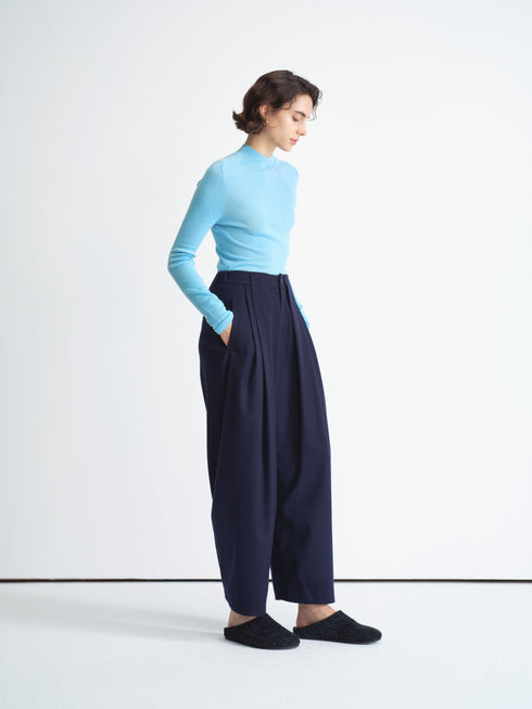 Ribbed Knit Long-Sleeve Top-Half Turtleneck